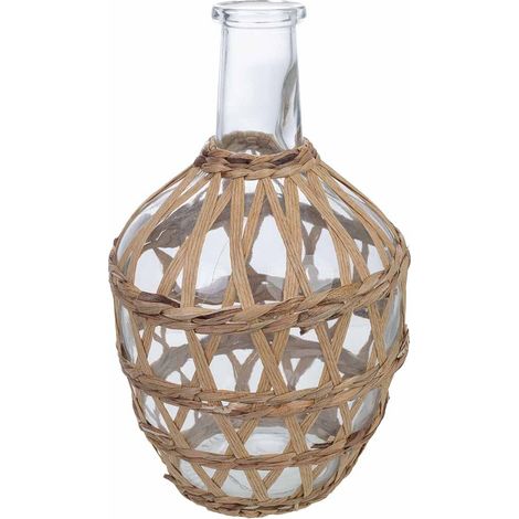 Jarrón de vidrio forrado de fibras naturales marrón D17x31h cm (1/5)