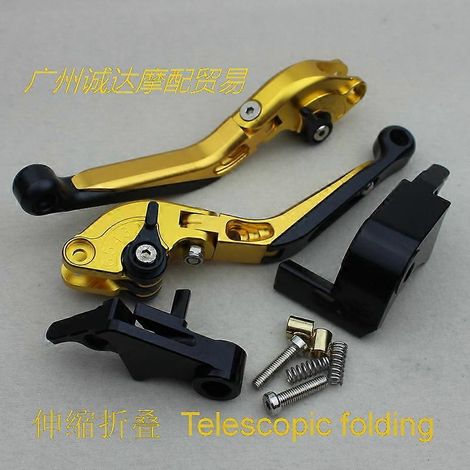 Poignée de frein réglable en alliage d'aluminium, klaxon CNC pour guidon de moto BMW S1000R (télescopique, couleur or) (1/5)