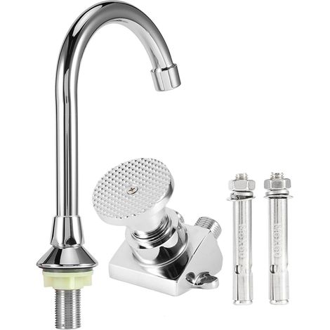 Robinet à pédale, inox/laiton, chromé, pour lavabo et évier (1/5)