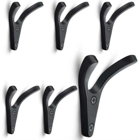 CCYKXA 6-teiliges Doppel-Wandgarderobenhaken-Set, minimalistisch, robuste Wandhaken aus Zinklegierung, Garderobenständer für Eingangsbereich, Schlafzimmer, Badezimmer, Mehrzweckhaken, Schrauben inklus (1/4)