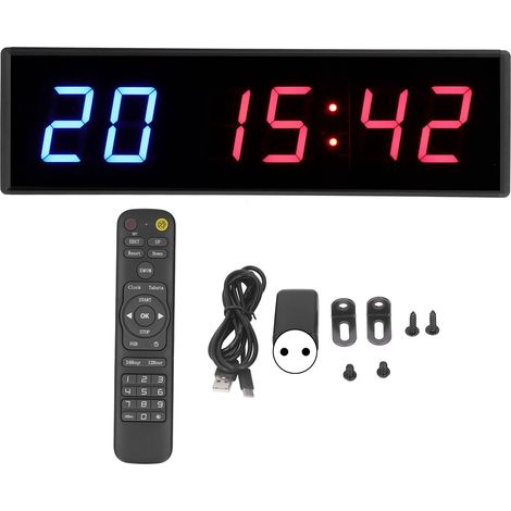 Minuteur LED 6 chiffres 2,3 pouces avec télécommande, compte à rebours numérique, programmateur d'intervalle, prise UE AC 110-240V (1/5)