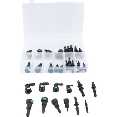 Fuel line repair kit, 36-piece quick-connect assortment, 12 sizes SAE 9.89mm 9.49mm 7.89mm 6.3mm ID8mm ID6mm ID3mm (1/5)