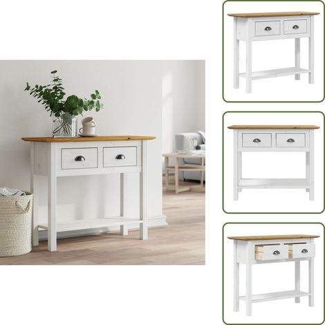 Table console BODO marron 91x35x74 cm bois de pin massif - Table Basse - Meuble D'entrée - Table D'appoint - Table Console - Style Français