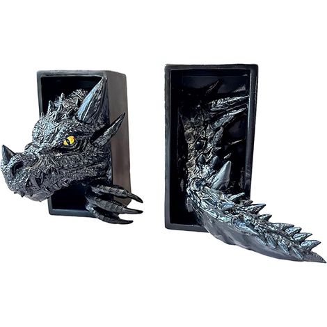 2 serre-livres dragon 3D détachables pour décoration fantaisie entre livres ou sur étagère (1/5)