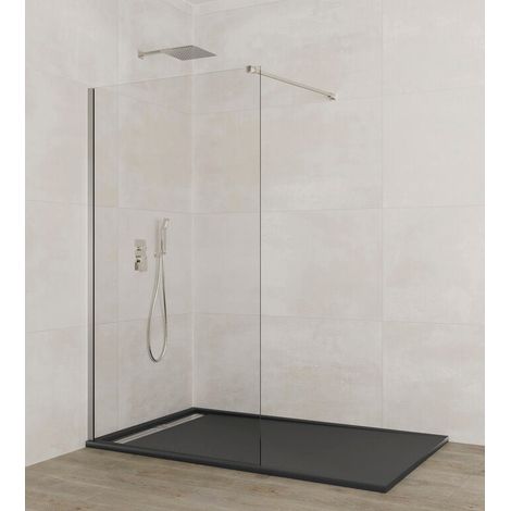 Feste Walk-in-Duschwand SCREEN 90 cm Frostglas Schwarzprofil (1/5)