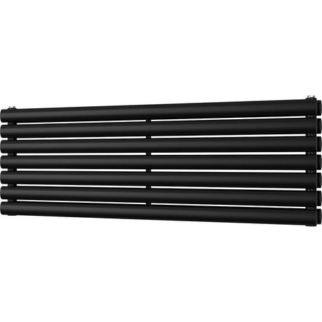 Omeara Axis - Black Horizontal Radiator H406mm x W1200mm Double Panel