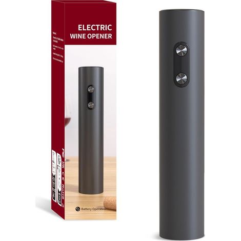 Tire-bouchon électrique à piles, automatique sans fil professionnel, cadeau parfait amateurs vin, noir.