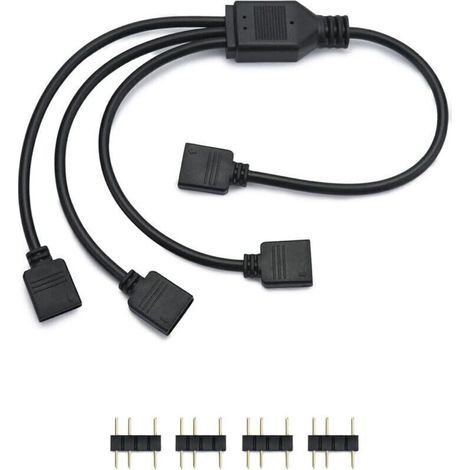 Câble Répartiteur ARGB 5 V 3 Broches 30 cm – 1 Prise Mâle vers 3 Prises Femelles pour Refroidisseur CPU et Ventilateurs RGB (1/5)