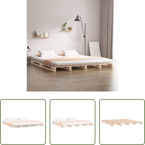 vidaXL Lit en bois - Lit de palette 180x200 cm bois de pin massif très grand (1/5)