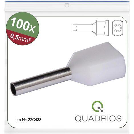 Quadrios 22C433 Zwillings-Aderendhülse 0.5 mm² Teilisoliert Weiß 1 Set (1/5)