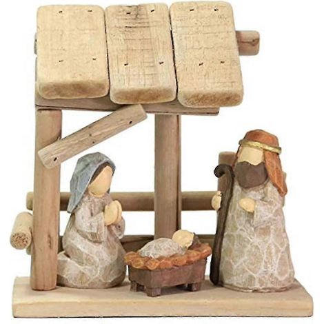 Traditionelles Krippen-Set aus Holz, Weihnachtsdekoration, festliche Weihnachtskrippe