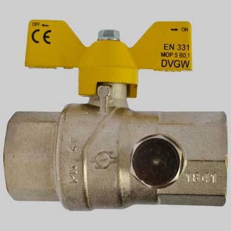 VALVOLA SFERA GAS F/F CON DUE PRESE PRESSIONE FARFALLA ALLUMINIO - 1"