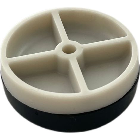 Butoir mural pour béquille de porte en plastique gris & calotte noire. Diamètre 40mm et épaisseur 24mm. MADE IN FRANCE (1/3)