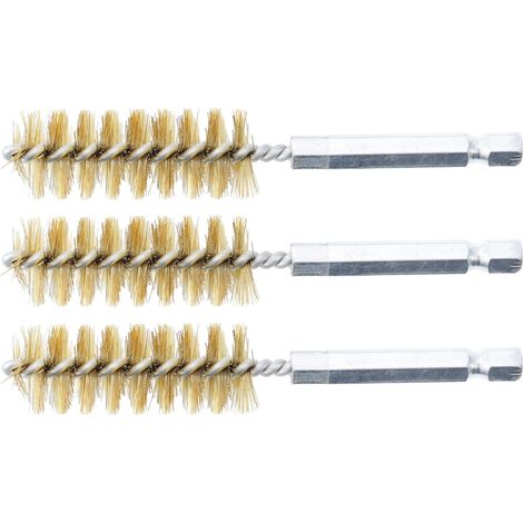 BGS Messingbürste 17 mm Antrieb Außensechskant 6,3 mm (1/4") 3tlg. - 3078-17-M