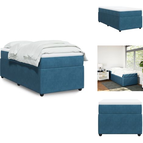 Sommier à lattes de lit avec matelas Bleu foncé 100x200 cm - Sommier À Lattes De Lit - Sommiers À Lattes De Lit - Lit - Meuble De Chambre À Coucher (1/5)