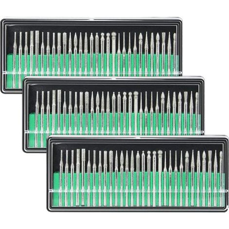 90 PCS Fraises Diamantées 3mm Tige 120 Grains Meule Foret Meche Diamant de Gravure Sculpture Forme Percer Outil à Limer Polir ébavurer pour Verre Pierre Bois Céramique Fraiseuse Meuleuse- (1/5)
