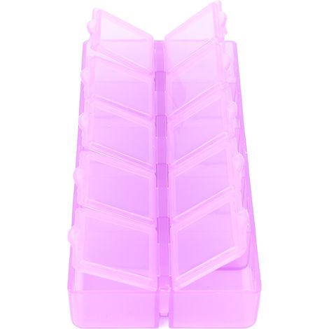 Boîte de Rangement 10 Compartiments Violet pour Perles, Bijoux DIY et Accessoires Ongles (1/5)