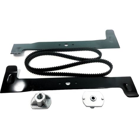 Jardiaffaires – Kit de lames pour tondeuse Castel Garden 102cm – 1 lame droite et 1 lame gauche – Supports et courroie d'entraînement inclus