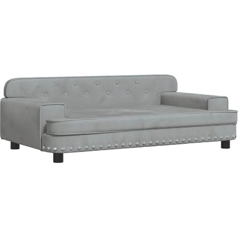 Lit pour chien panier canapé confortable clair 90 x 53 x 30 cm velours gris (1/5)