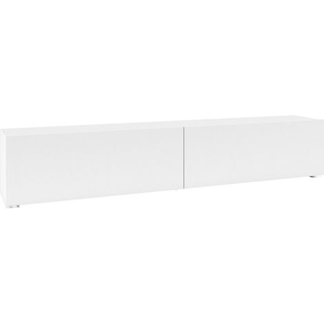 Mueble TV Revmiru 104, Blanco + Roble wotan, Número de puertas: 2, Número de cajones: 0, 180x35x30cm