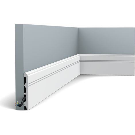 Orac – Plinthe moderne cannelée 200cm – Pour murs courbes – Peinture UV – Dimensions L200 x H10,8 x L1,3 cm