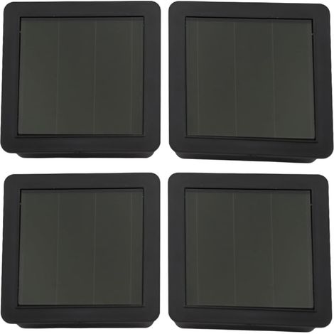 Lot de 4 panneaux solaires carrés de rechange pour lampes extérieures, piles AA rechargeables et interrupteur, LED blanc chaud ou coloré, noir, 7,1 cm