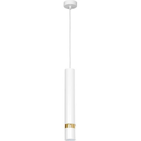 Suspension tube métal blanc doré Reno Luminex GU10 8W