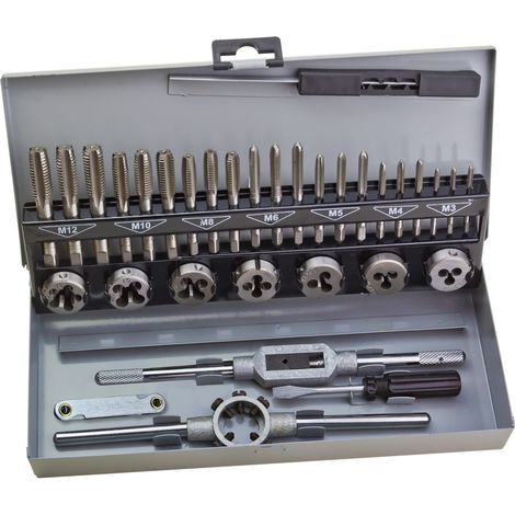 Gewindeschneider Gewindebohrer Set Gewindeschneidsatz Gewindeschneidset 33 tlg. (1/5)