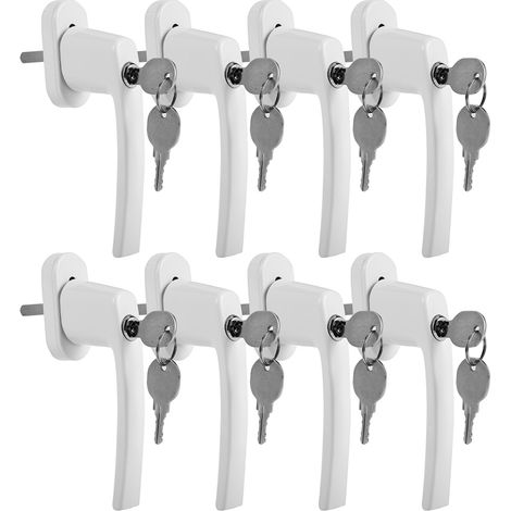 Randaco 8X Manija de ventana Juego de manijas de ventana de aluminio Manija de ventana de seguridad con cerradura Manija blanca