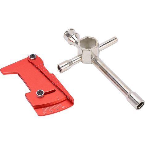 Clé en Croix Multifonction pour RC 4WD avec Règle de Positionnement et Douilles Hexagonales - Rouge (1/5)