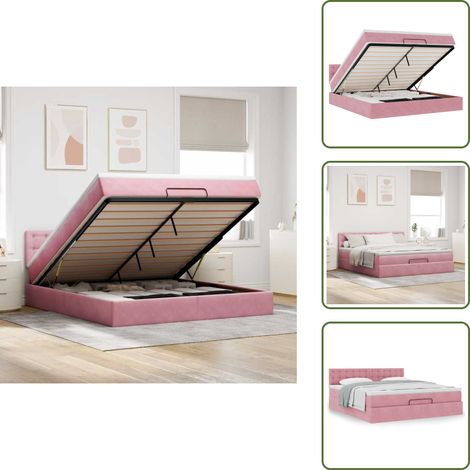 Letto rosa - vidaXL Struttura Letto Pouf con Materasso Rosa 180x200 cm in Velluto - Materasso morbido