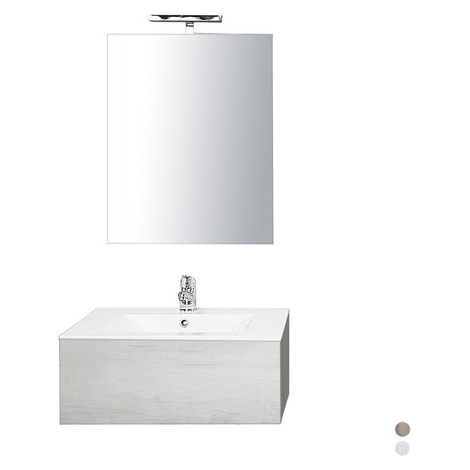 Composizione bagno sospesa da 70 cm serie unika olmo bianco (1/2)