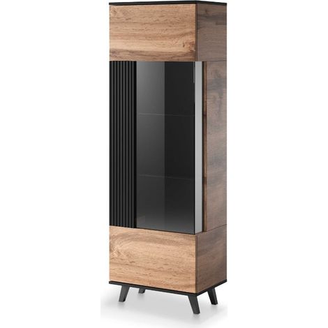 Vitrine contemporaine noire et aspect chêne wotan PUMP (1/5)