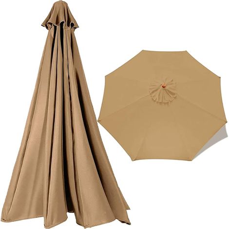 300cm Cover, 2.7m Cloth for Garden Patio Umbrella Replacement Parasol Canopy, Colors, (Color Khaki, Size : 300cm/9.8ft (6ribs) (1/5)