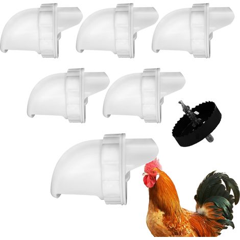 Lot de 5 distributeurs de Nourriture pour Poulets à Faire soi-même, système de gravité résistant à la Pluie avec butoir pour seaux, fûts et auges – Pas de déchets (1/5)