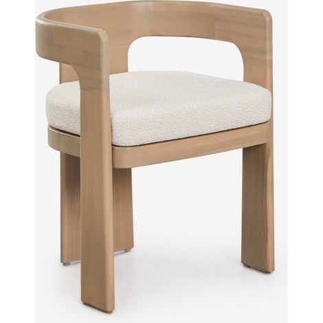 Set di 4 sedie da giardino con braccioli in legno di acacia e tessuto bouclé Kandroa SKLUM            