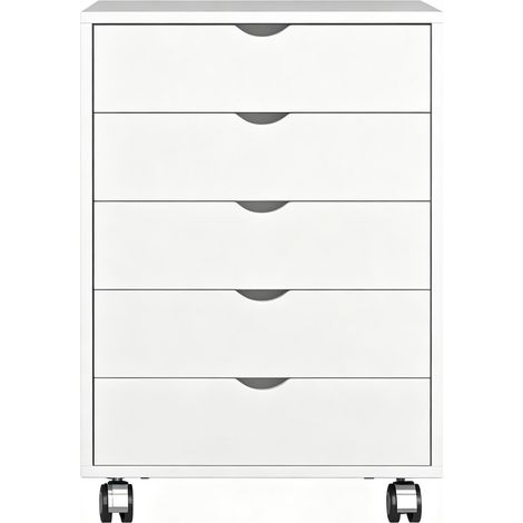 Mobile contenitore ufficio con 5 cassetti su ruote, bianco, 50 x 40 x 67,5 cm (1/4)