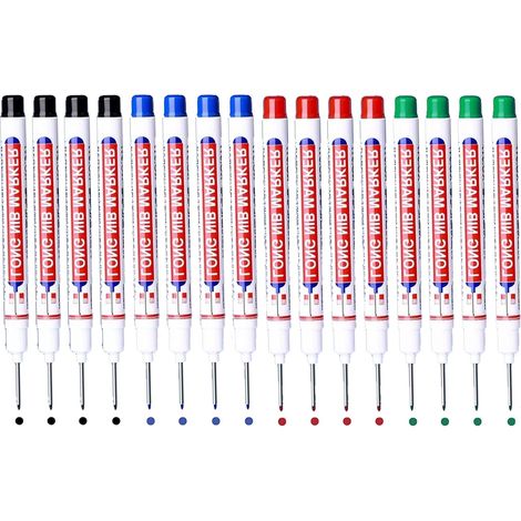 Marqueurs Trou Profond, Stylo Marqueur Charpentier Marqueur Indélébile à Pointe Fine de 20 mm pour des Marquages à des Endroits Difficiles d'Accès (1/5)