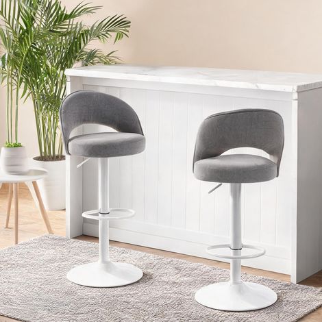 Tabouret de bar gris en chenille 100 polyester 49,5 x 48 x 110 cm (1/5)
