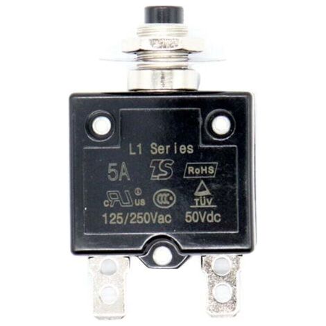 Rücksetzbarer thermischer Sicherheitsschalter, 5 A, 12 V / 24 V, mit Druckknopf und wasserdichter Abdeckung für Verteilerkasten. (1/4)