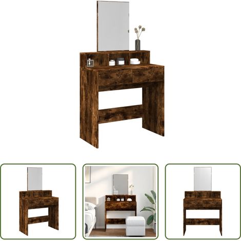 Coiffeuse miroir - Coiffeuse avec miroir chêne fumé 80x41x144,5 cm (1/5)