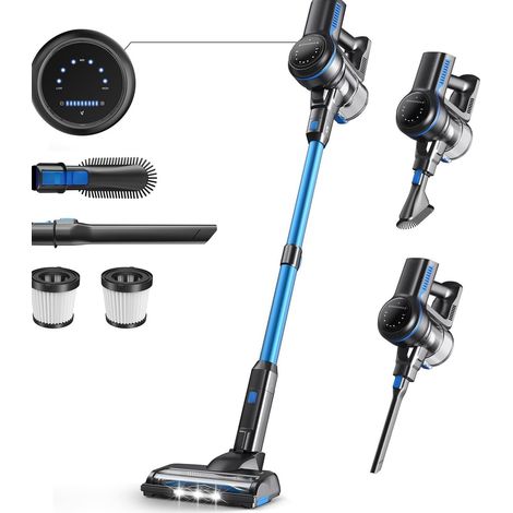 Kabelloser Stielstaubsauger Blau mit LED-Display und weicher Bürste (1/5)