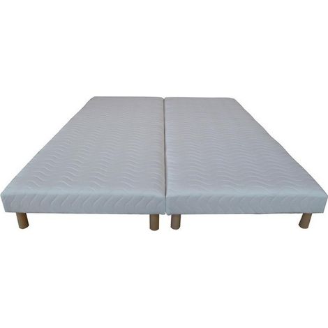 Umberto Ravelli – Ensemble de 2 sommiers tapissiers 90 x 200 cm – 8 pieds offerts – Hauteur 15 cm – 11 lattes en pin massif – Coutil 30% coton 70% polyester