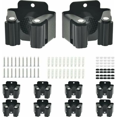 Nazalus-Hot Selling-10 Stück Wandbesenhalter, Edelstahl-Gerätehalter, Wandmontage-Set, Gartenwerkzeug-Besenhalter, Wandbesen, Haken, Gartenwerkzeug-Krückenhalter für Krücken, Türen,