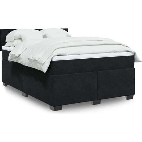 Boxspringbett mit Matratze Schwarz 140x200 cm Samt
