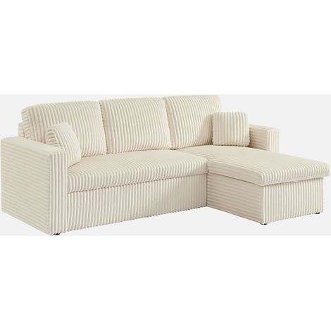 Divano letto reversibile effetto pelliccia a coste, 3 posti (1/5)