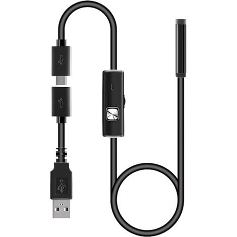 Endoskop-Endoskopkamera – USB-Endoskop-Inspektionskamera, halbstarres Kabel, IP67 wasserdicht mit 6 LED-Leuchten, 7,9-mm-Sonde für Android, (5 m, kein WLAN erforderlich)
