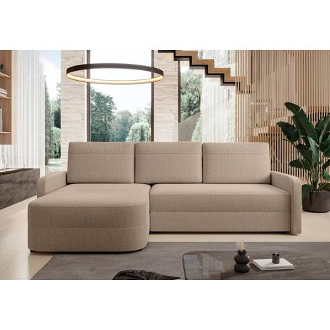 AX LIVING Ecksofa mit Schlaffunktion Nebbiolo 250 cm breit – braune Couch