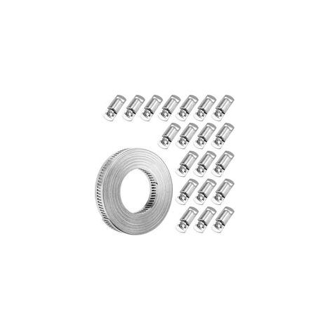 Colliers de Serrage 20 Pieds, Sangle Métallique + Attaches, en Acier Inoxydable Découpés sur Mesure, Grand Ver Réglable