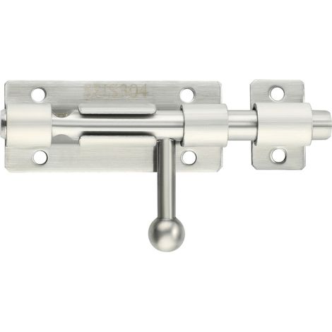 Lot de 2 verrous coulissants de 4 pouces, loquet de porte en acier inoxydable, verrou coulissant, cylindre argenté (1/5)